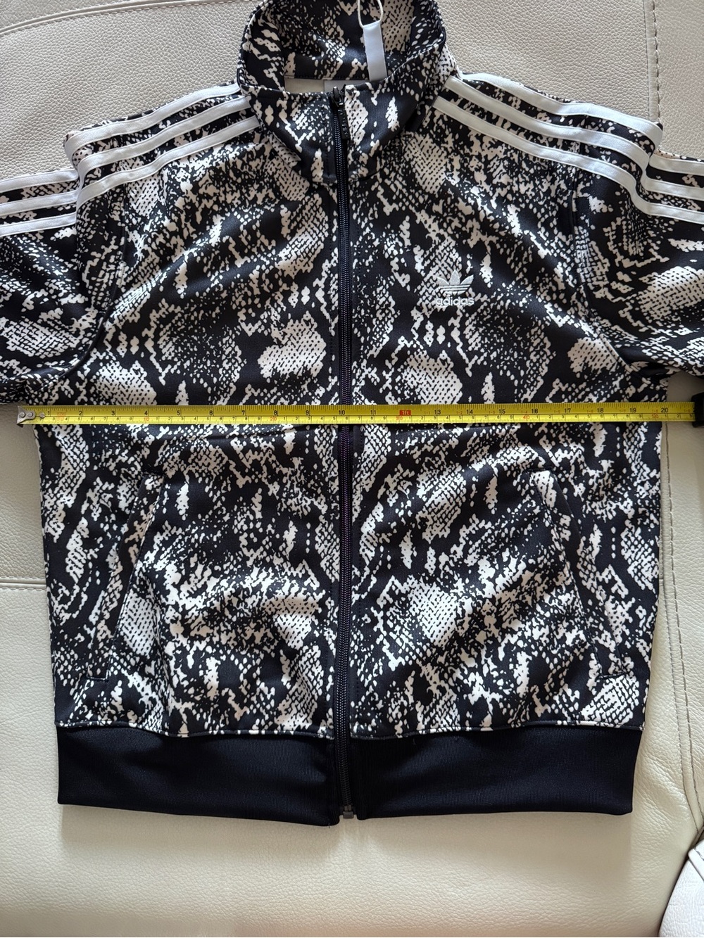 Adidas Trefoil Snake-Print Zip Track Jacket in Black & Cream (Size S) - Picture 9 of 12